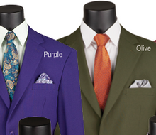 Load image into Gallery viewer, Regular Fit Single Breasted Suit in Purple or Olive