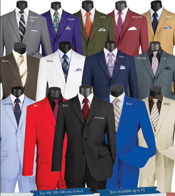 Regular Fit Single Breasted Suit in Navy or Burgundy