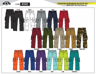 Washed Twill Cargo Pants by Bleecker & Mercer - PJ Mark Burgundy Olive Royal Purple