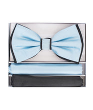 Load image into Gallery viewer, Two Tone Double Layered Pre-Tied Bow Tie with Two Hankies # BT2T100