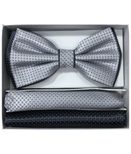 Load image into Gallery viewer, Two Tone Double Layered Pre-Tied Bow Tie with Two Hankies # BT2T101
