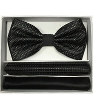 Load image into Gallery viewer, Two Tone Double Layered Pre-Tied Bow Tie with Two Hankies # BT2T108