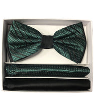 Load image into Gallery viewer, Two Tone Double Layered Pre-Tied Bow Tie with Two Hankies # BT2T108