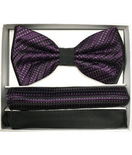 Load image into Gallery viewer, Two Tone Double Layered Pre-Tied Bow Tie with Two Hankies # BT2T108
