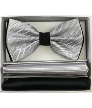 Load image into Gallery viewer, Two Tone Double Layered Pre-Tied Bow Tie with Two Hankies # BT2T108