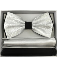 Load image into Gallery viewer, Two Tone Double Layered Pre-Tied Bow Tie with Two Hankies # BT2T108