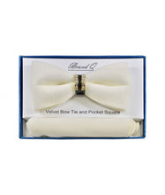 Load image into Gallery viewer, Velvet Bowtie and Hanky Set with Cubic Studded Gold &amp; Black Ring # BTVR100