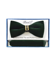 Load image into Gallery viewer, Velvet Bowtie and Hanky Set with Cubic Studded Gold &amp; Black Ring # BTVR100