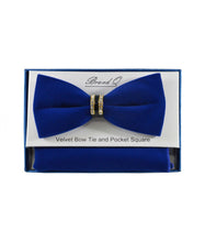 Load image into Gallery viewer, Velvet Bowtie and Hanky Set with Cubic Studded Gold &amp; Black Ring # BTVR100