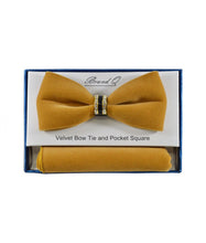 Load image into Gallery viewer, Velvet Bowtie and Hanky Set with Cubic Studded Gold &amp; Black Ring # BTVR100