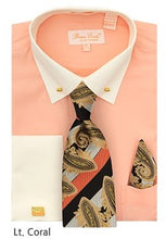 Load image into Gallery viewer, French Cuff Dress Shirt with Matching Tie, Hanky, Collar Bar and Cufflinks by Bruno Conte with White Collar and Cuff