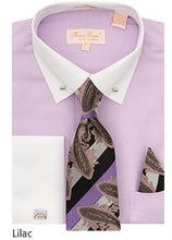 Load image into Gallery viewer, French Cuff Dress Shirt with Matching Tie, Hanky, Collar Bar and Cufflinks by Bruno Conte with White Collar and Cuff