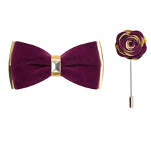 Load image into Gallery viewer, Velvet Bow Tie with Lapel Pin