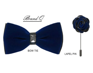 Velvet Bow Tie with Lapel Pin