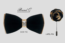 Load image into Gallery viewer, Velvet Bow Tie with Lapel Pin