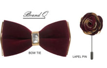 Load image into Gallery viewer, Velvet Bow Tie with Lapel Pin