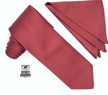 Load image into Gallery viewer, Stacy Adams Solid Heavy Satin Tie and Hanky Set