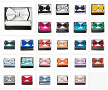 Load image into Gallery viewer, Two Tone Double Layered Pre-Tied Bow Tie with Two Hankies # BT2T100