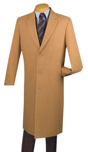 Single Breasted 48" Full Length Wool Blend 3 Button Vinci Overcoat