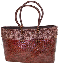 Load image into Gallery viewer, Large Bamboo Tote with Brown Rope Handle