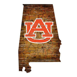 Auburn University Distressed Sign with Logo 6 x 12"