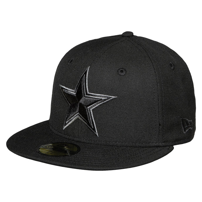 Dallas Cowboys New Era Black with Black Star Outlined Gray 59Fifty Hat