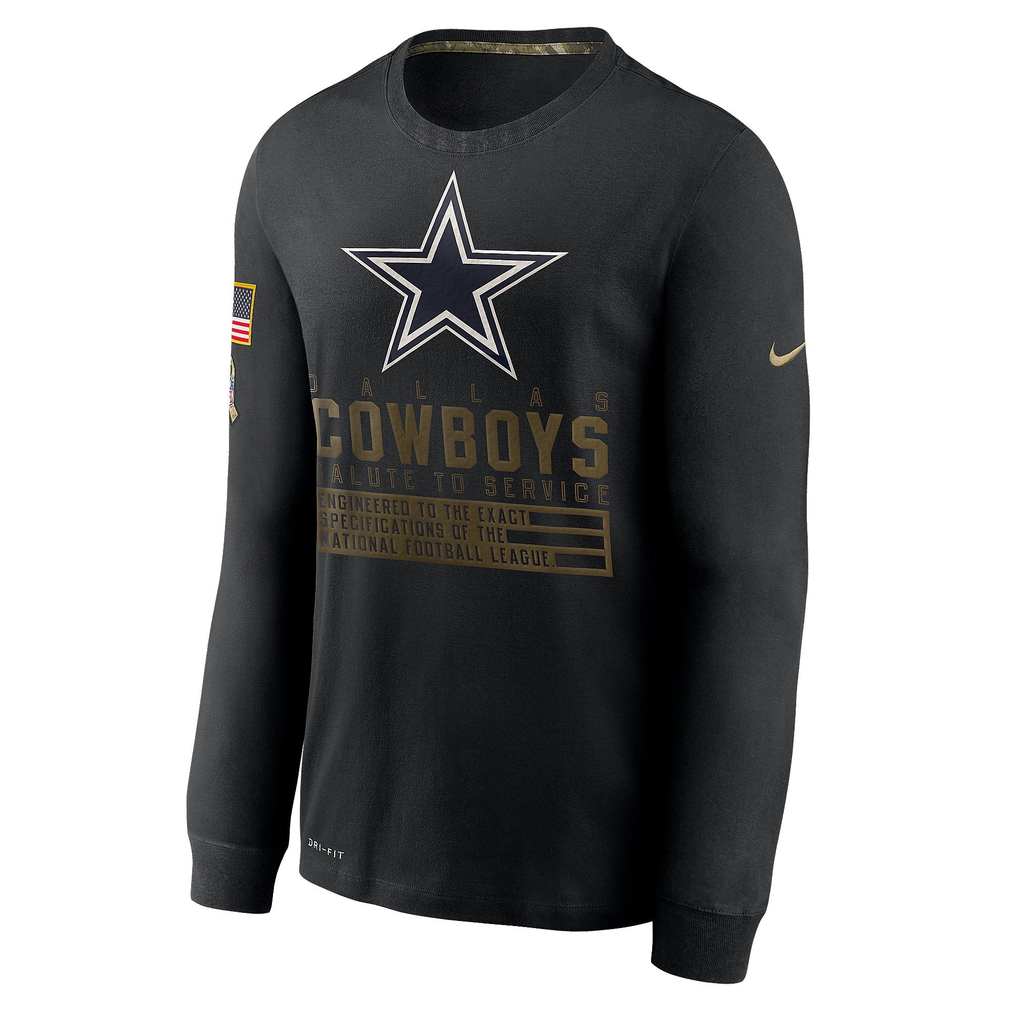 Dallas Cowboys Salute to Service Dri-Fit Nike Long Sleeve Tee Small