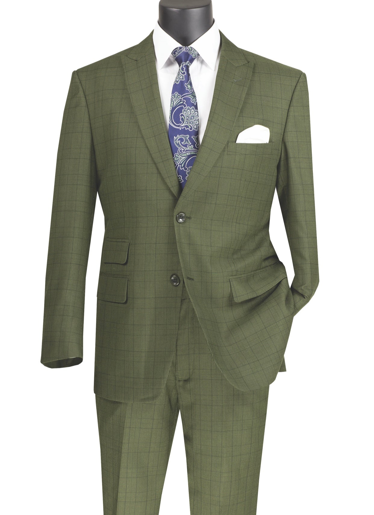 Modern Fit Windowpane Single Breasted Suit