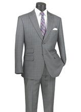 Load image into Gallery viewer, Modern Fit Windowpane Single Breasted Suit in Olive, Purple, Medium Gray &amp; Blue # MRW1