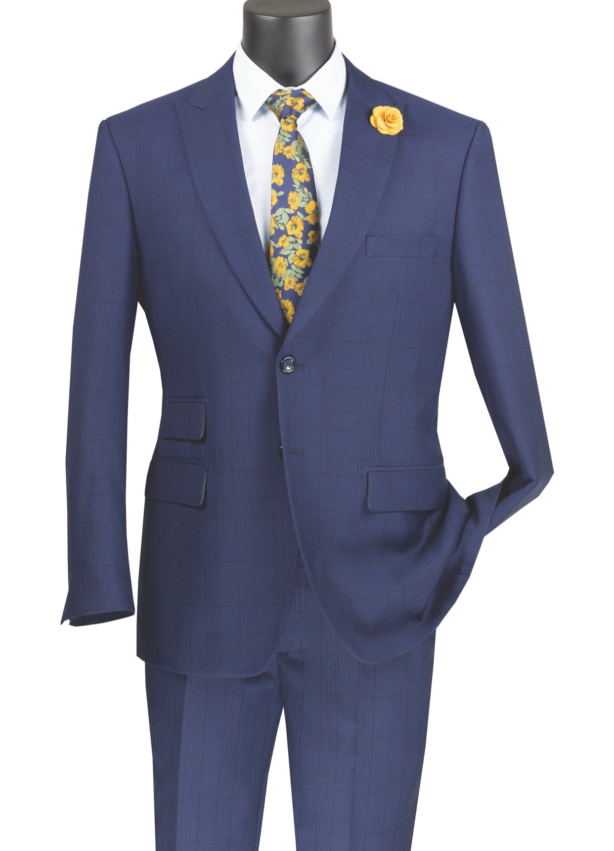 Modern Fit Windowpane Solid Suit
