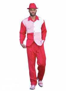 Red Four Square Leisure Suit Two-Piece Set