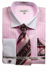 Striped French Cuff Dress Shirt (Includes Tie, Hanky & Cufflinks)