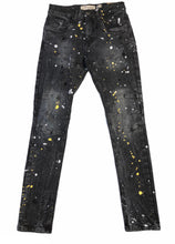 Load image into Gallery viewer, Slim Fit Black Paint Splattered Jeans