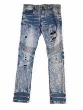 Load image into Gallery viewer, Slim Fit Distressed Ice Blue Jean