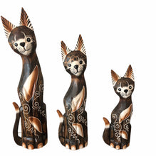 Load image into Gallery viewer, Set of Three Extra Large Wooden Cats
