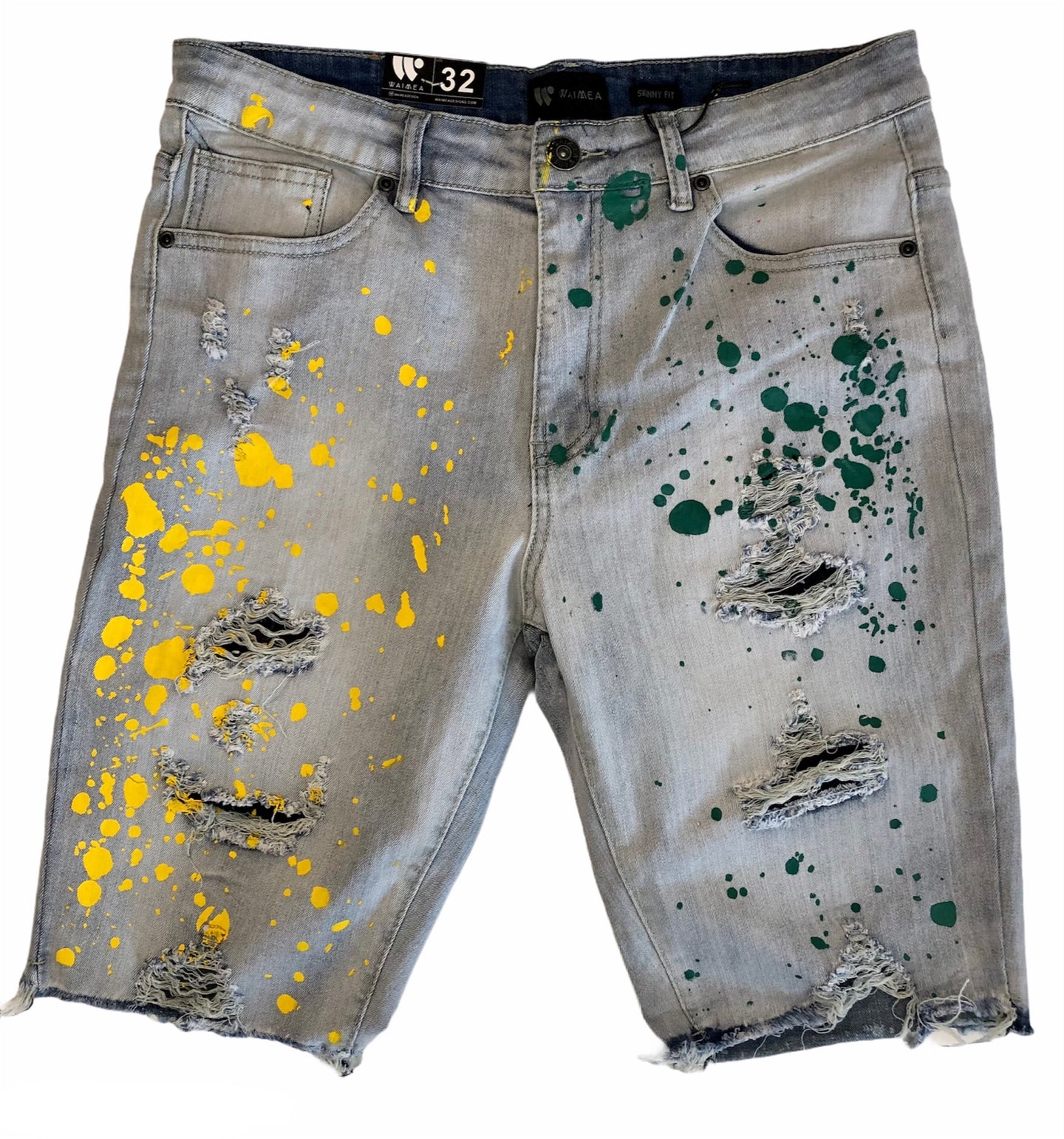 Paint Splattered Denim Shorts