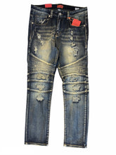 Load image into Gallery viewer, Premium Washed Stretch Denim with Moto Panel Trim