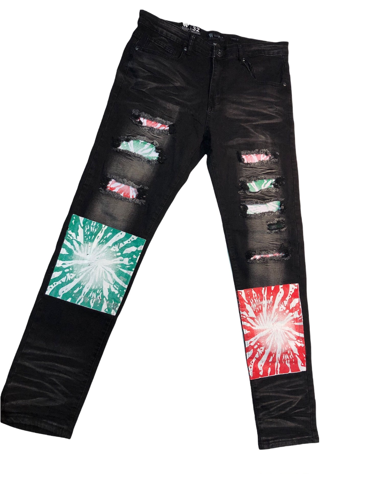 Black with Green and Red Jean