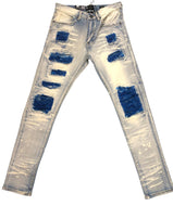 Light Wash Distresed Painted Slim Skinny Fit Jeans # M5447D