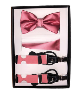 Solid Bowtie & Suspender Set