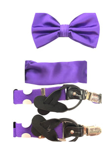 Solid Bowtie & Suspender Set