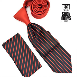 Stacy Adams Solid Knot Vertical Panel Tie and Hanky Set