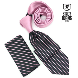Stacy Adams Solid Knot Vertical Panel Tie and Hanky Set