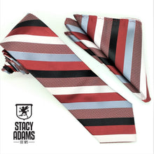 Load image into Gallery viewer, Stacy Adams Diagonal Striped Tie and Hanky Set