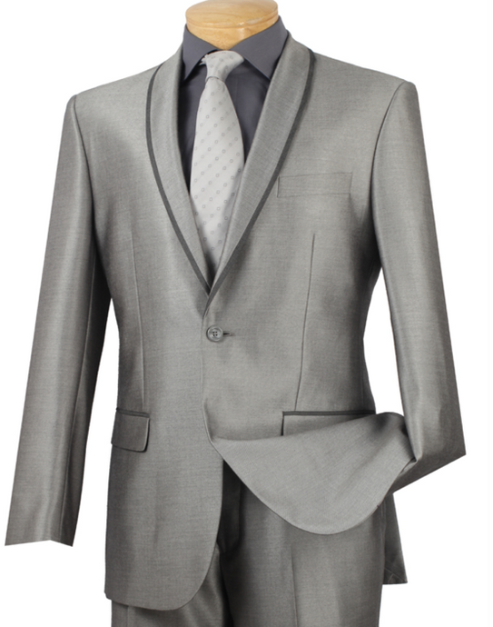 Vinci Shawl Collar Slim Fit Suit in Gray