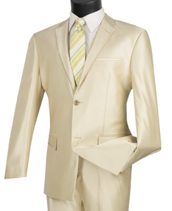 Vinci Slim Fit Sharkskin Notch Lapel Suit (Available in Multiple Colors)