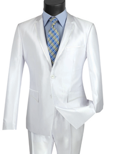 Vinci Slim Fit Sharkskin Notch Lapel Suit (Available in Multiple Colors)
