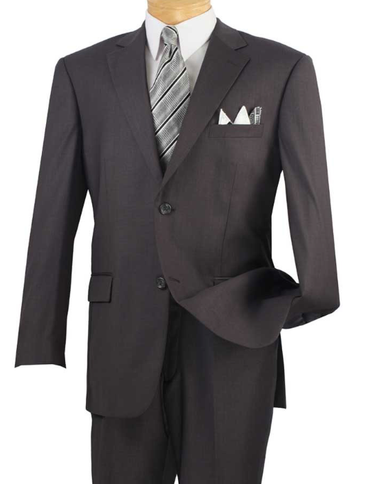 Vinci Executive Two Button Suit in Heather Gray