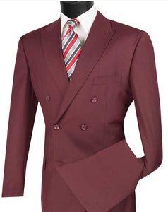 Vinci Double Breasted Suit (Burgundy, Blue & White)