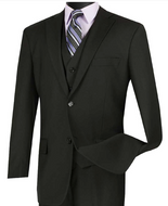 Vinci Classic Regular Fit Three Piece Suit in 11 Colors - Black & Navy # V2TR